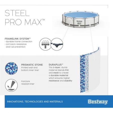 Bestway 56406 BW Каркасный бассейн Steel Pro Max 305х76см, 4678л Bestway 56406 BW Каркасный бассейн Steel Pro Max 305х76см, 4678л